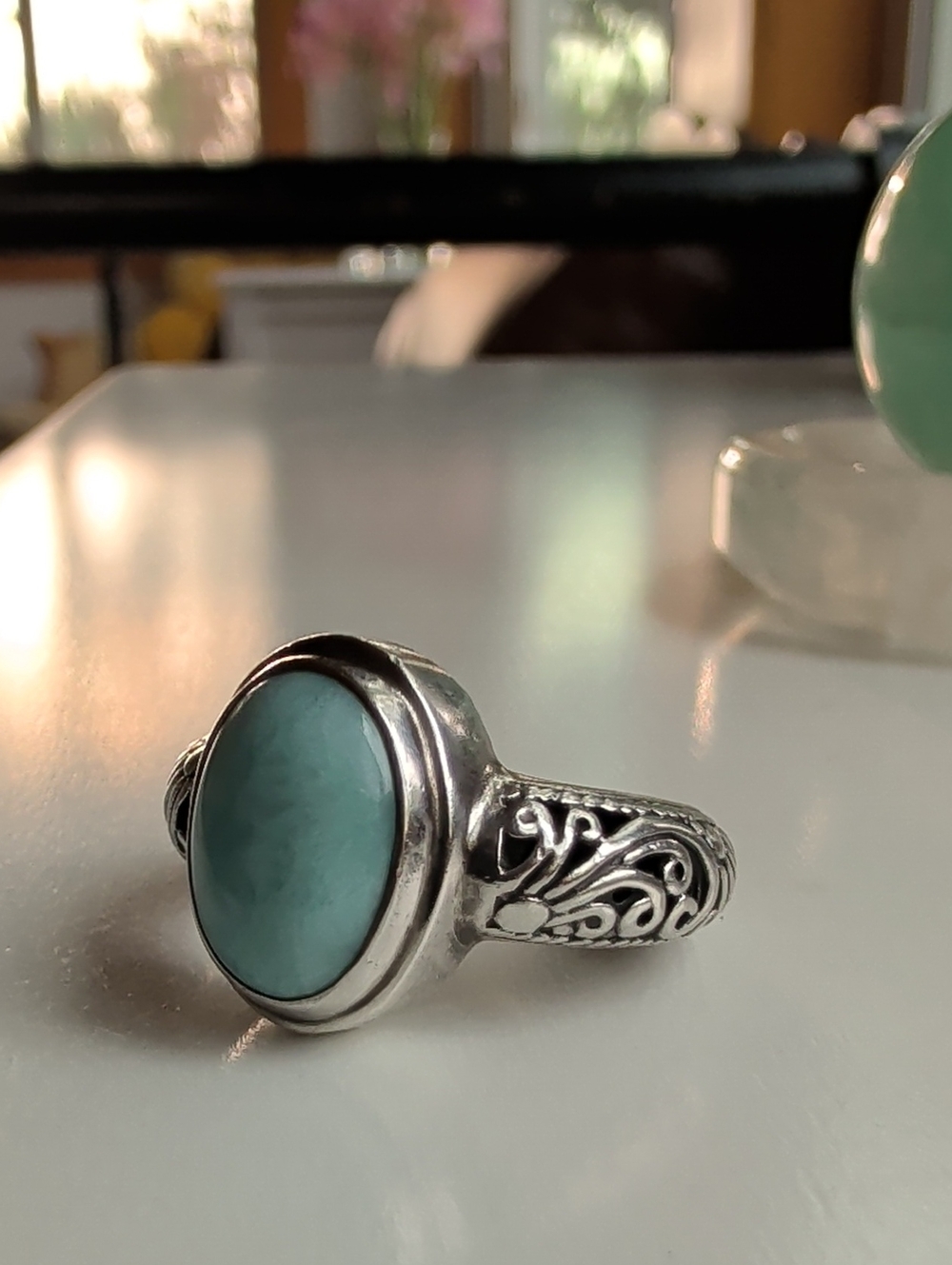 MarahLago Larimar Gemstone 925 Sterling Silver Ring, Size 9